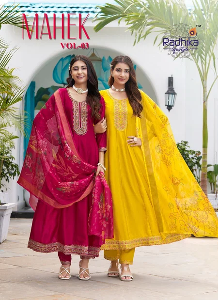 Mahek Vol 3 By Radhika Vichitra Silk Anarkali Kurtis Set Wholesale Shop In Surat